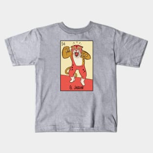 El Jaguar // Mexican Luchador Loteria Card Kids T-Shirt